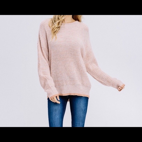 Crewneck Pullover Dusty Peach Knit Sweater - Picture 6 of 6